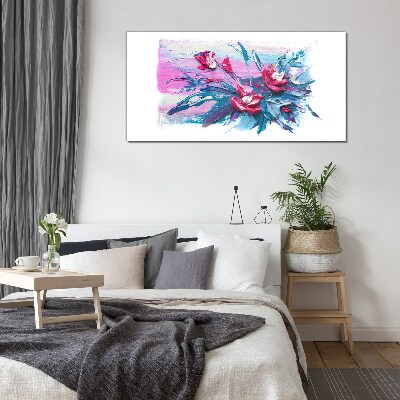 A floral arrangement in intense colours Glass art print