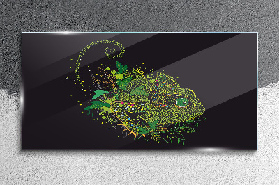 Chameleon in green Wall art on glass