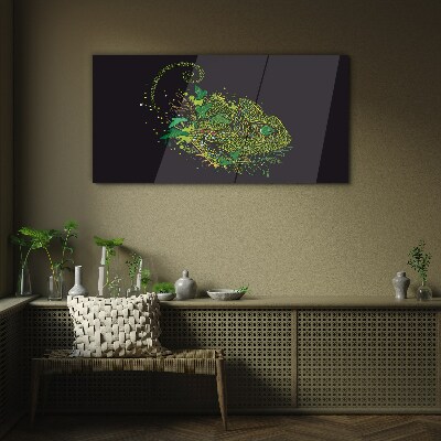 Chameleon in green Wall art on glass