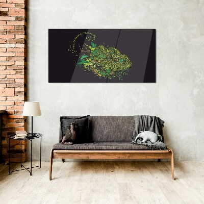 Chameleon in green Wall art on glass