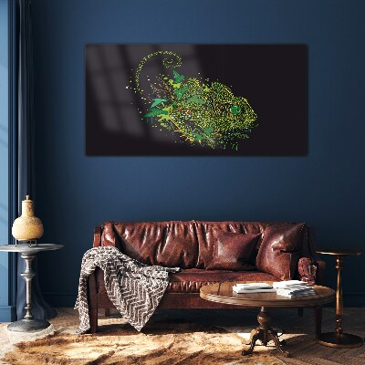 Chameleon in green Wall art on glass