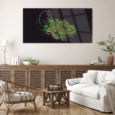 Chameleon in green Wall art on glass