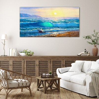 Landscape sea waves Glass Wall Art
