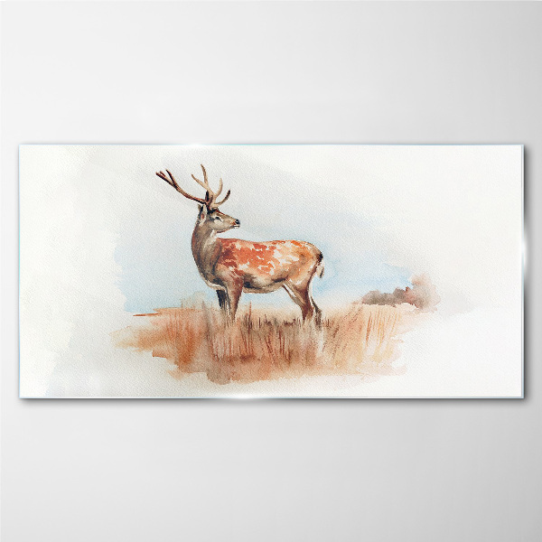 Deer in the meadow Glass art print