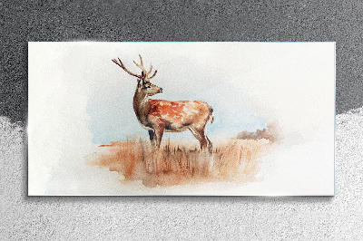 Deer in the meadow Glass art print