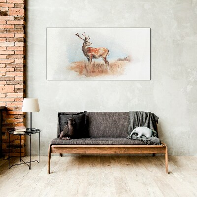 Deer in the meadow Glass art print