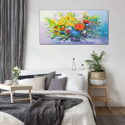 A floral arrangement in intense colours Wall art on glass
