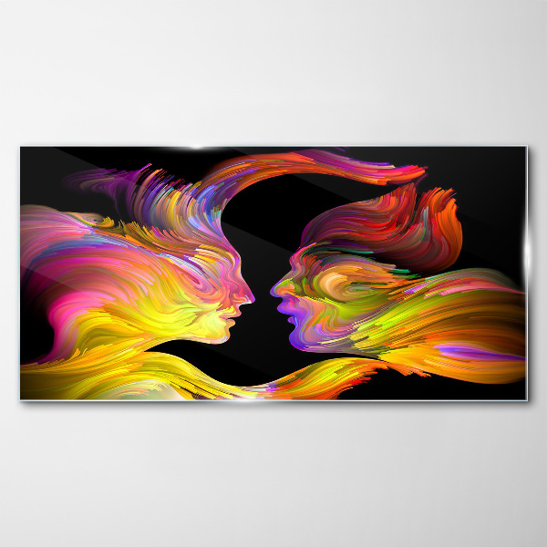 Emotional dialogue in colors Wall art on glass