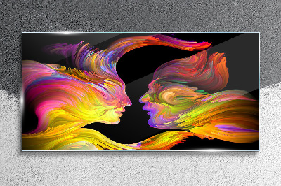 Emotional dialogue in colors Wall art on glass