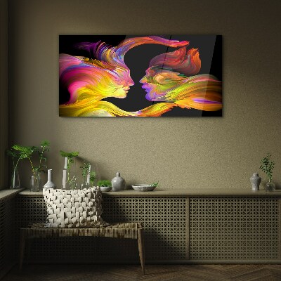 Emotional dialogue in colors Wall art on glass