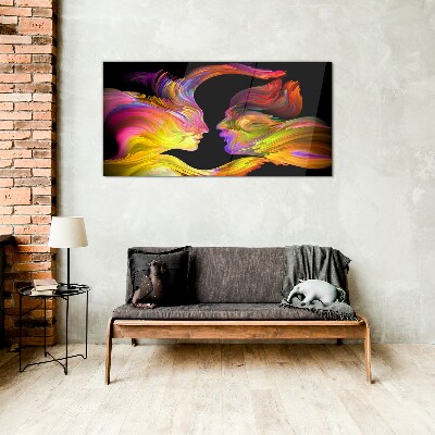 Emotional dialogue in colors Wall art on glass