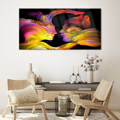 Emotional dialogue in colors Wall art on glass
