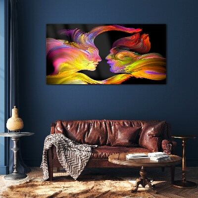 Emotional dialogue in colors Wall art on glass