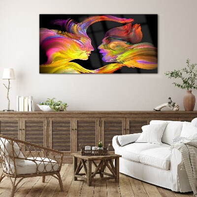 Emotional dialogue in colors Wall art on glass