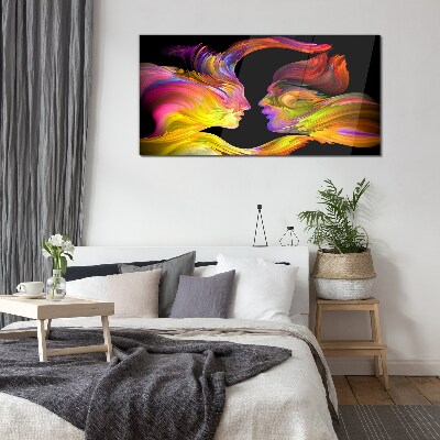 Emotional dialogue in colors Wall art on glass