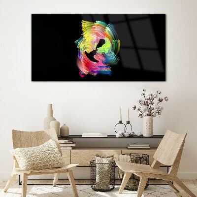 Colorful glances in the dark Wall art on glass