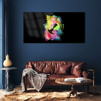 Colorful glances in the dark Wall art on glass