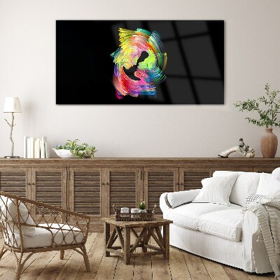 Colorful glances in the dark Wall art on glass