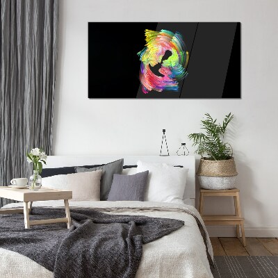 Colorful glances in the dark Wall art on glass