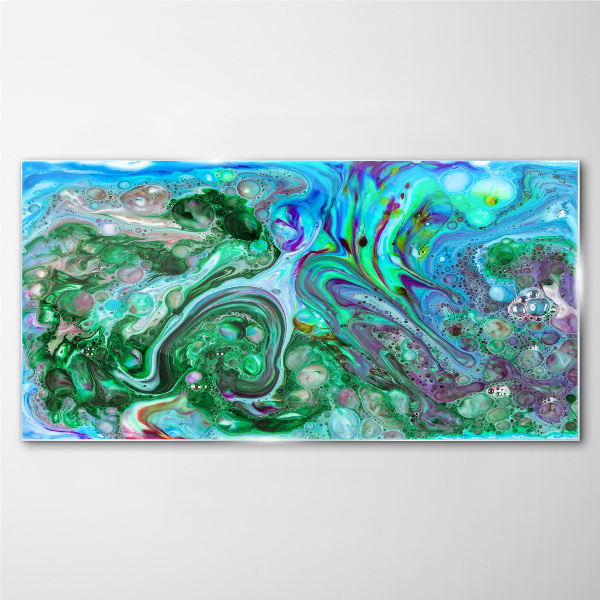 Ocean waves of colors Wall art on glass