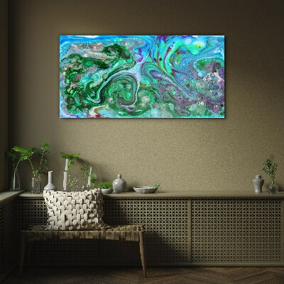 Ocean waves of colors Wall art on glass