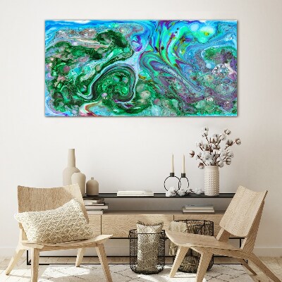 Ocean waves of colors Wall art on glass