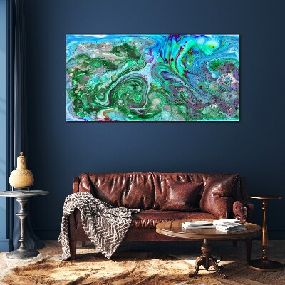 Ocean waves of colors Wall art on glass