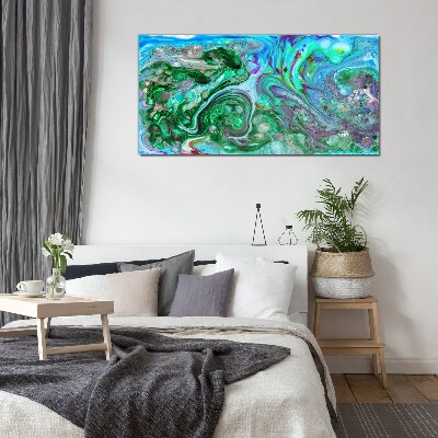 Ocean waves of colors Wall art on glass