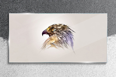 Portrait of an eagle in delicate shades Glass art print