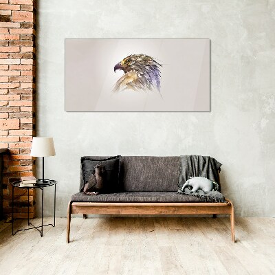 Portrait of an eagle in delicate shades Glass art print