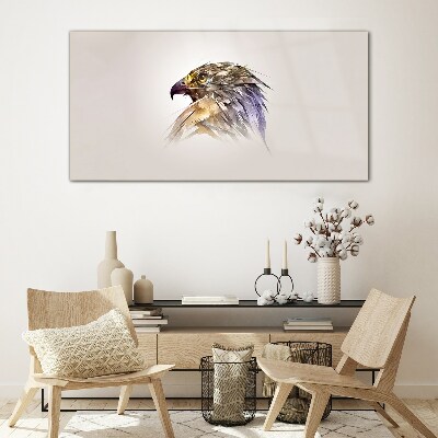 Portrait of an eagle in delicate shades Glass art print