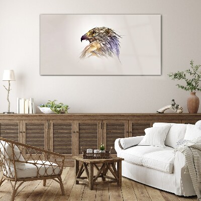 Portrait of an eagle in delicate shades Glass art print