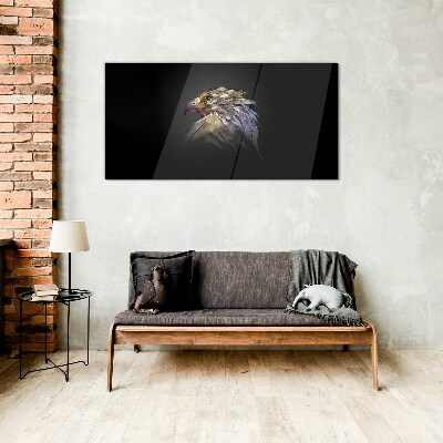 Portrait of an eagle in an abstract form Wall art on glass