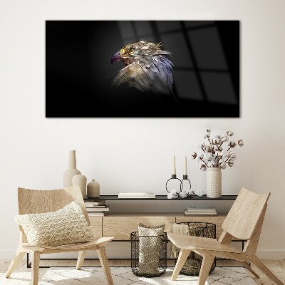 Portrait of an eagle in an abstract form Wall art on glass