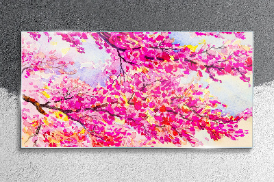 Flower explosions in pink Wall art on glass