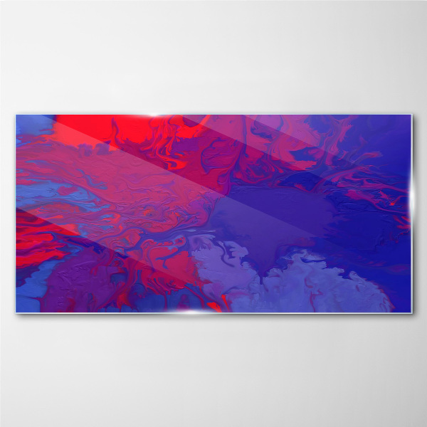 A wave of colors in purple and blue Wall art on glass