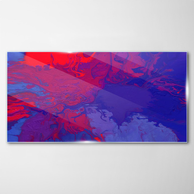 A wave of colors in purple and blue Wall art on glass