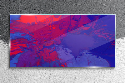 A wave of colors in purple and blue Wall art on glass