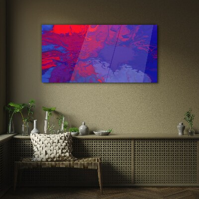 A wave of colors in purple and blue Wall art on glass
