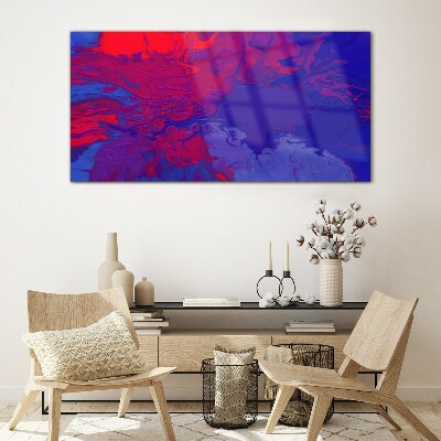 A wave of colors in purple and blue Wall art on glass