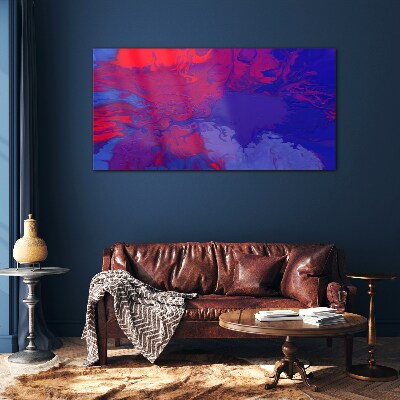 A wave of colors in purple and blue Wall art on glass