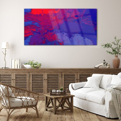A wave of colors in purple and blue Wall art on glass