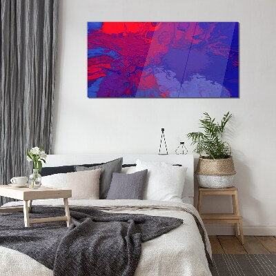 A wave of colors in purple and blue Wall art on glass