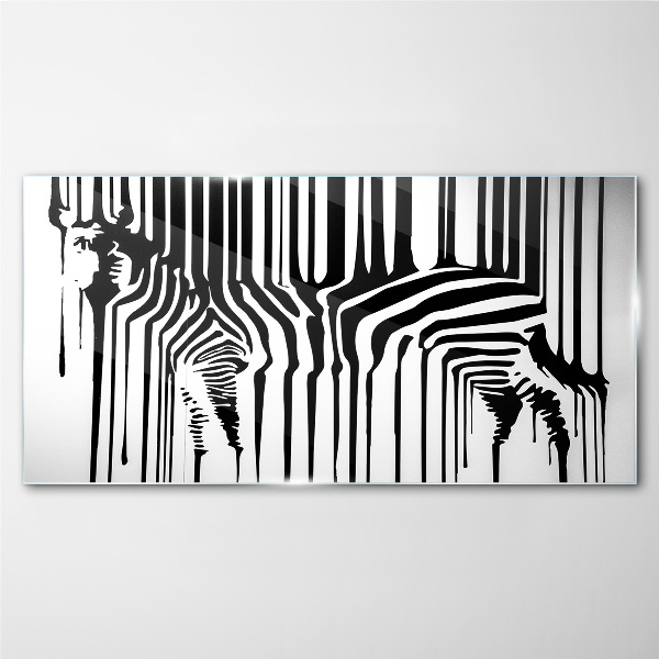 Distorted faces in black and white Glass art print