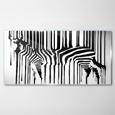 Distorted faces in black and white Glass art print