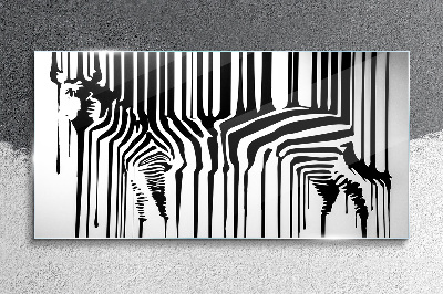Distorted faces in black and white Glass art print