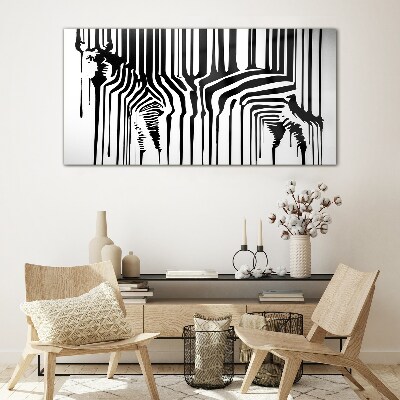 Distorted faces in black and white Glass art print