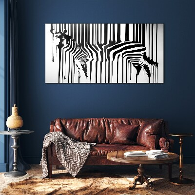 Distorted faces in black and white Glass art print