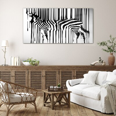 Distorted faces in black and white Glass art print