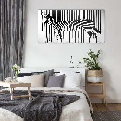 Distorted faces in black and white Glass art print